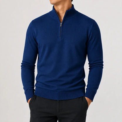 Luuk - Heren Trui Quarter Zip Gebreid in Nette Stijl met Opstaande Kraag