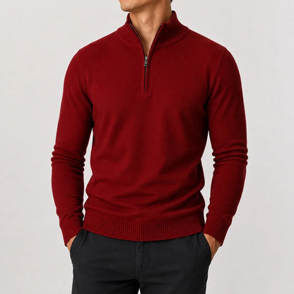 Luuk - Heren Trui Quarter Zip Gebreid in Nette Stijl met Opstaande Kraag