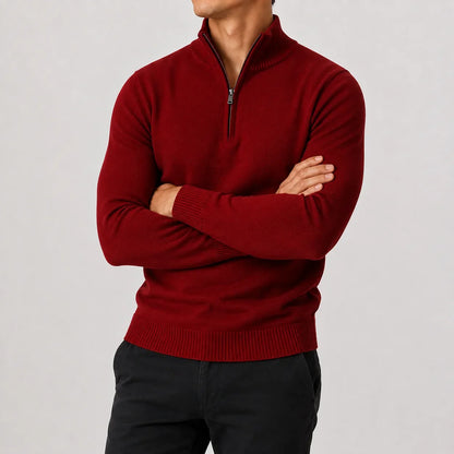 Luuk - Heren Trui Quarter Zip Gebreid in Nette Stijl met Opstaande Kraag
