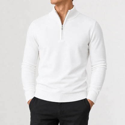 Luuk - Heren Trui Quarter Zip Gebreid in Nette Stijl met Opstaande Kraag