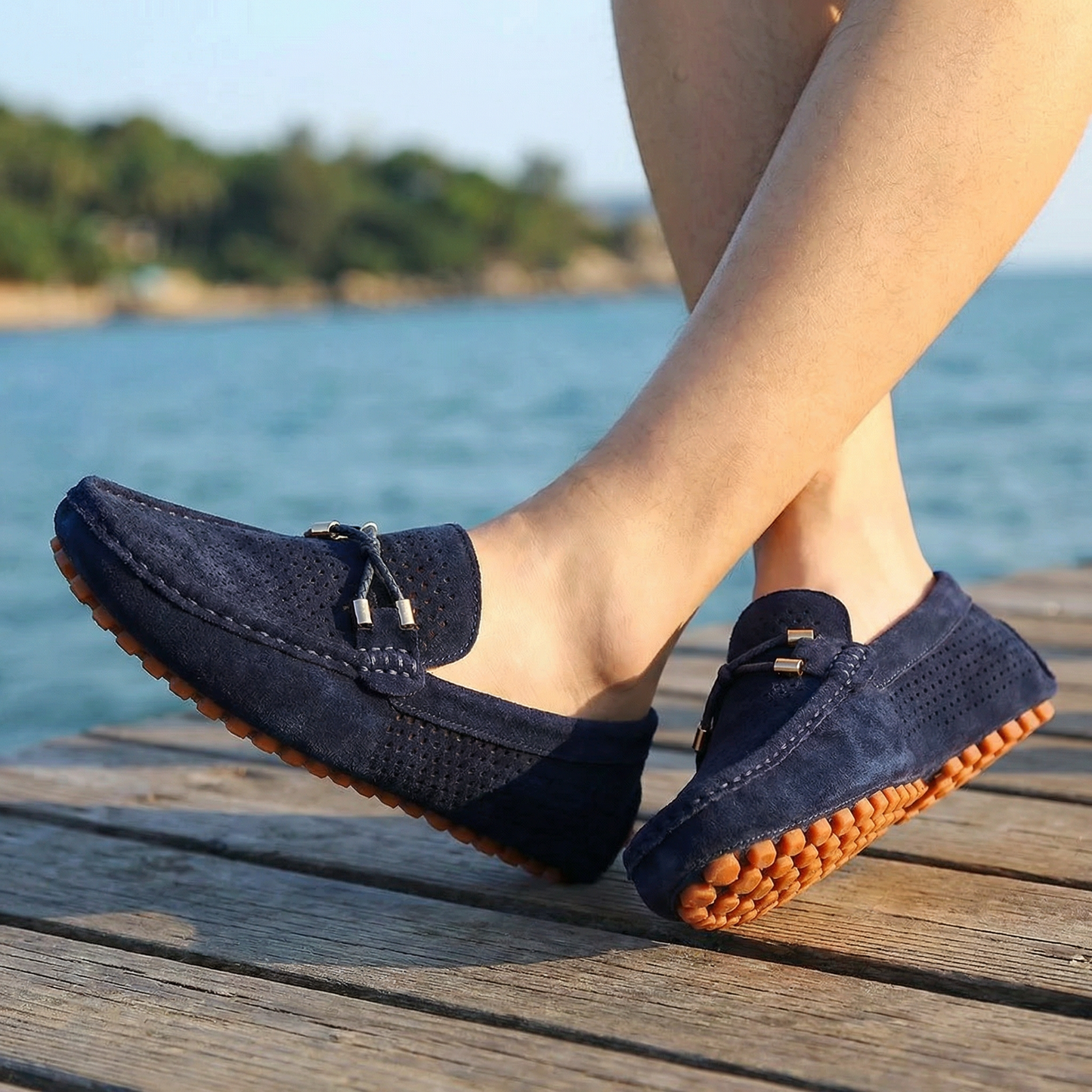 Luuk - Trendy Comfortabele Heren Loafers met Geperforeerd Bovenwerk en Metalen Gespdetail