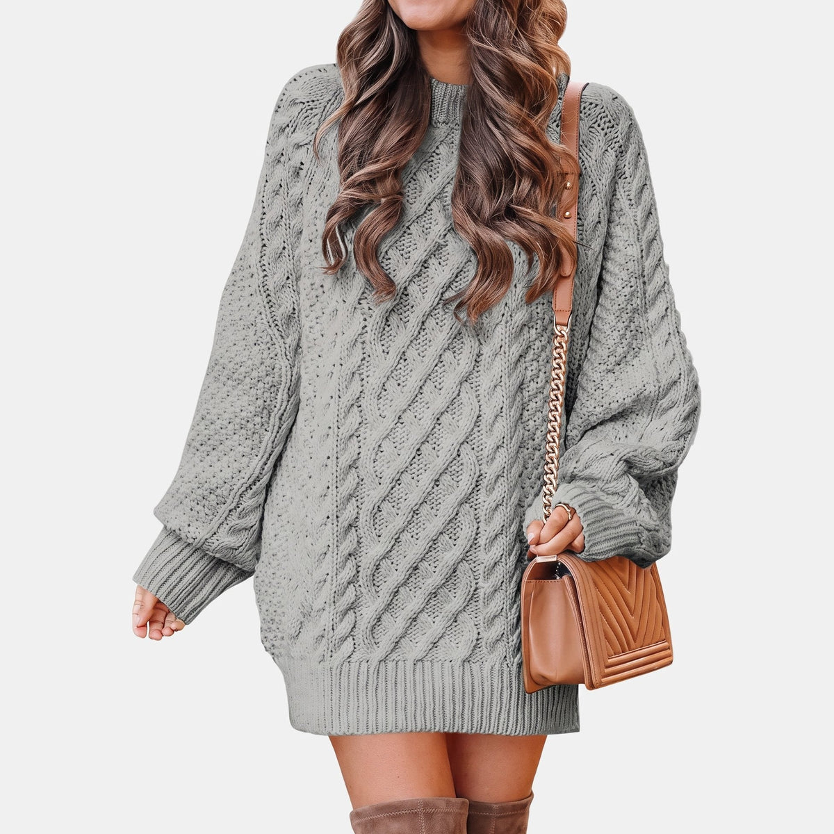 Marit - Dames Kabeltrui Chunky Gebreid Oversized met Ballonmouwen