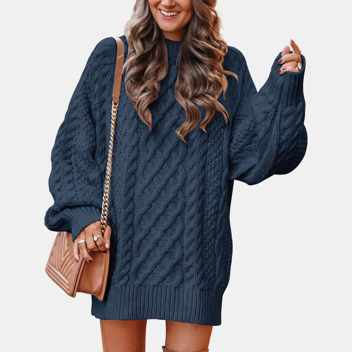 Marit - Dames Kabeltrui Chunky Gebreid Oversized met Ballonmouwen