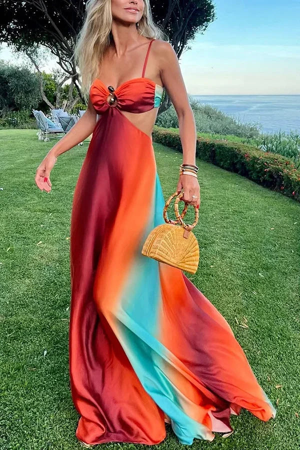 Marit - Elegante Bruiloft Gastenjurk Dames met Cut-Out Detail en Spaghettibandjes
