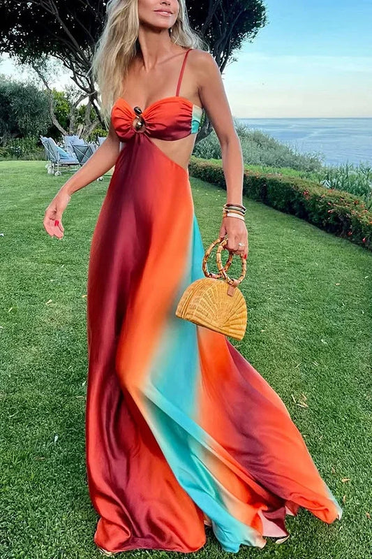 Marit - Elegante Bruiloft Gastenjurk Dames met Cut-Out Detail en Spaghettibandjes