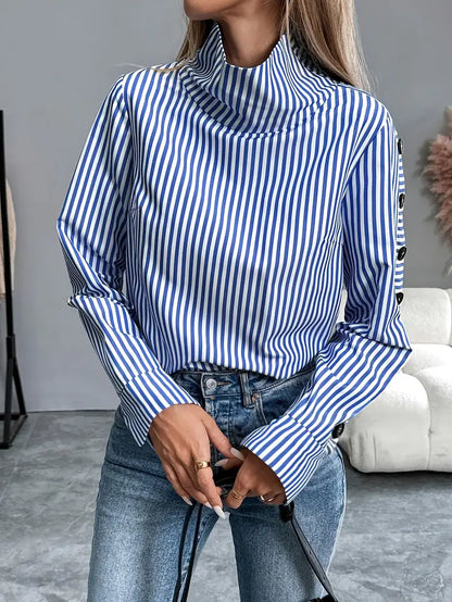 Maud - Dames Stijlvolle Longsleeve Herfsttrui met Col en Manchetknopen