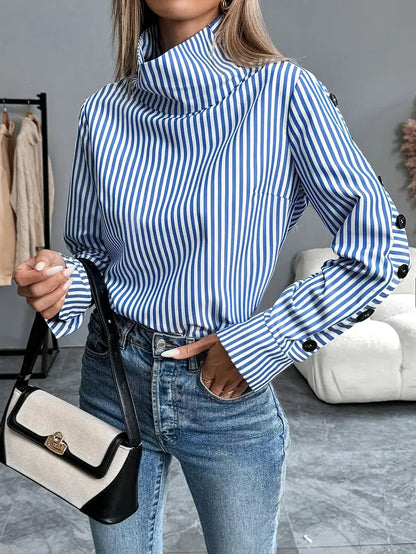 Maud - Dames Stijlvolle Longsleeve Herfsttrui met Col en Manchetknopen