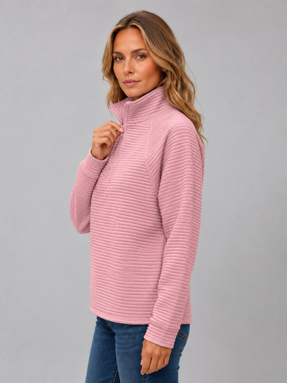 Maud - Dames Trui Half Zip Gebreide Stijl met Opstaande Kraag voor de Herfst