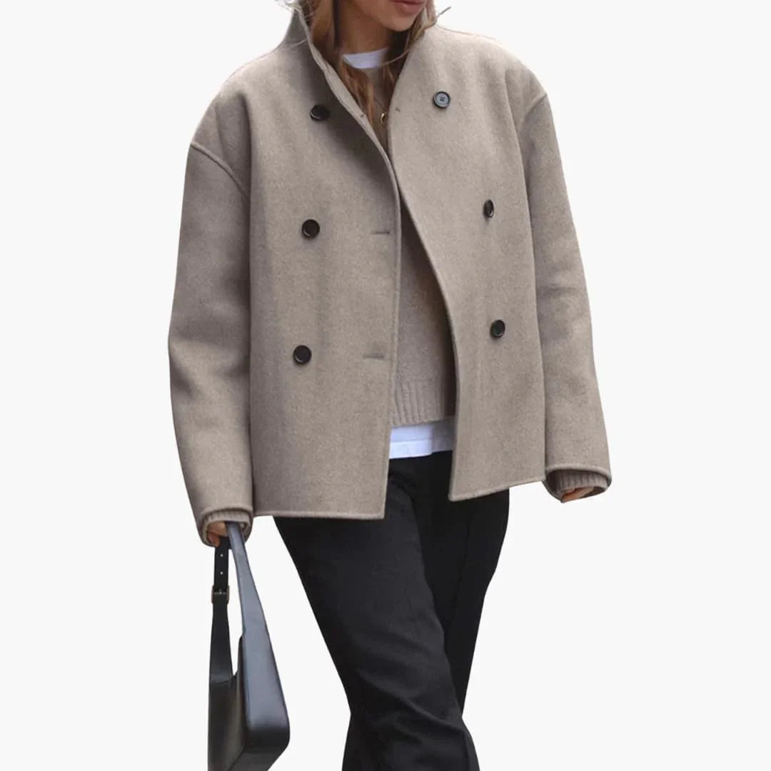 Maud - Dames Winterjas Kort Oversized Model met Dubbele Knoopsluiting