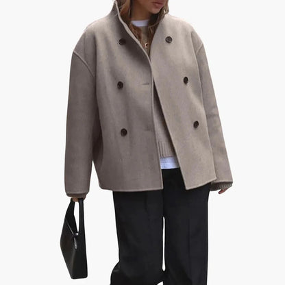 Maud - Dames Winterjas Kort Oversized Model met Dubbele Knoopsluiting