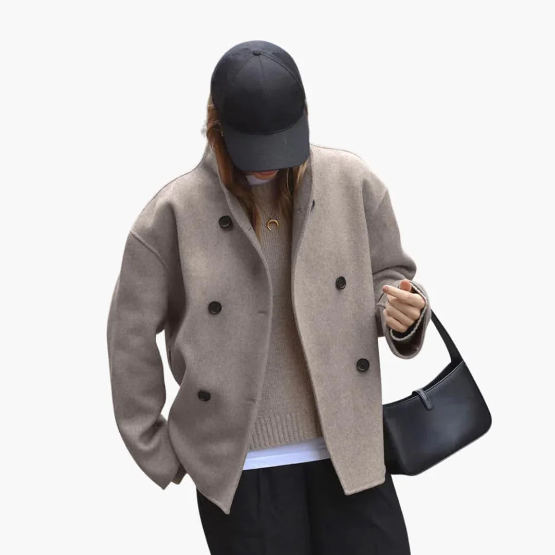 Maud - Dames Winterjas Kort Oversized Model met Dubbele Knoopsluiting