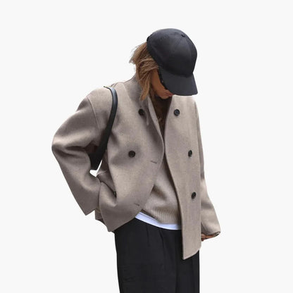 Maud - Dames Winterjas Kort Oversized Model met Dubbele Knoopsluiting