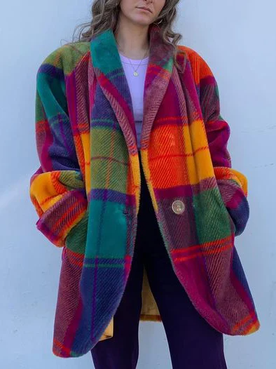 Maud - Dames Winterjas Oversized en Warm met Ruitpatroon en Knoopsluiting