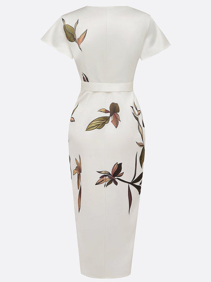 Maud - Elegante Bruiloft Gastenjurk Dames met Diepe V-hals en Strikceintuur