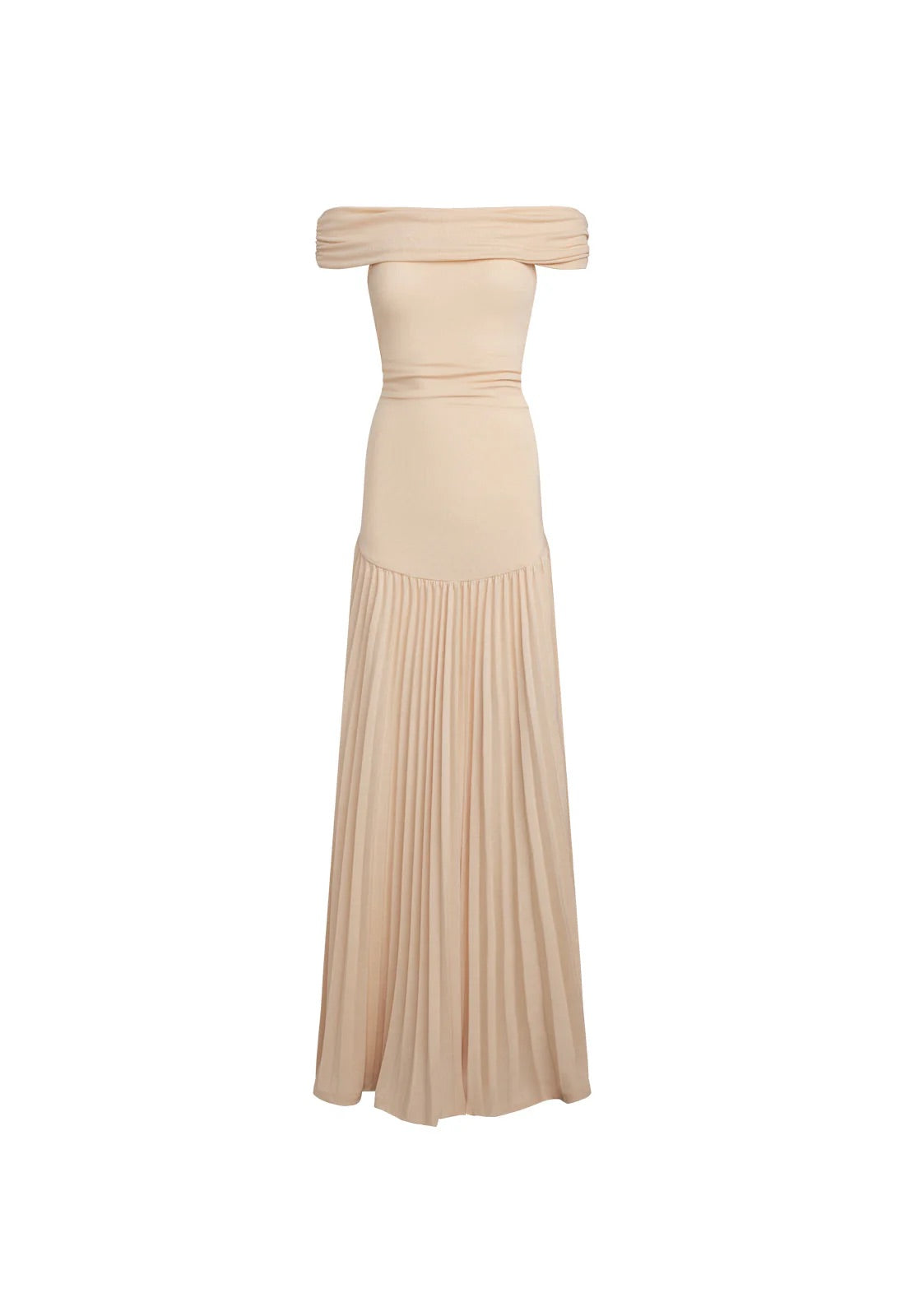 Maud - Elegante Bruiloft Gastenjurk Dames met Off-Shoulder en Geplooide Maxi Rok