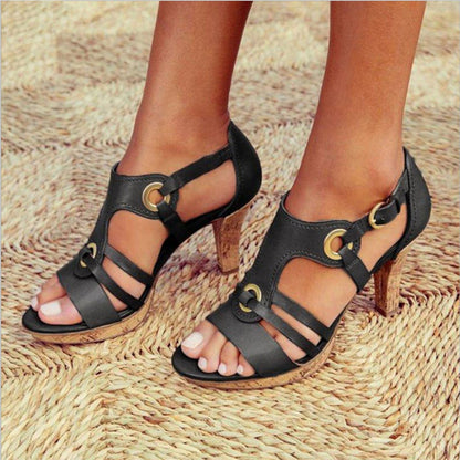 Maud - Elegante Orthopedische Sandalen Dames met Gladiatorbanden en Kurkhak