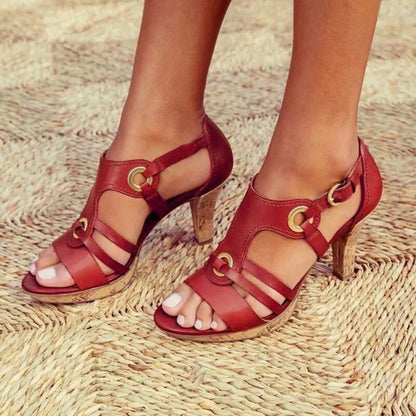 Maud - Elegante Orthopedische Sandalen Dames met Gladiatorbanden en Kurkhak