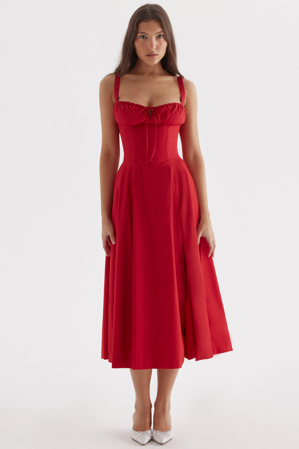 Maud - Romantische Bruiloft Gastenjurk Dames met Bustier en Uitwaaierende Rok