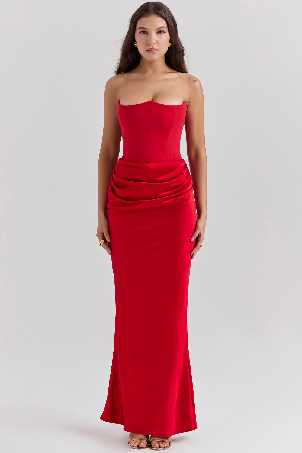 Maud - Sexy Bruiloft Gastenjurk Dames met Strapless Bustier en Gedrapeerde Maxi-rok