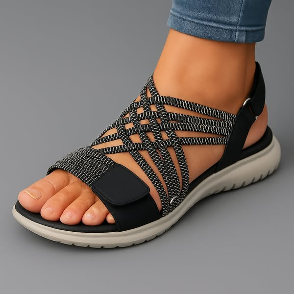 Maud - Sportieve Orthopedische Sandalen Dames met Elastische Gladiatorbanden en Lichte Zool