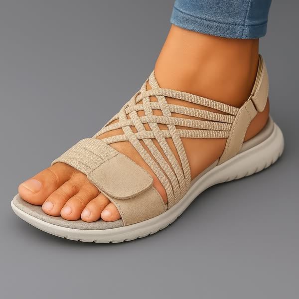 Maud - Sportieve Orthopedische Sandalen Dames met Elastische Gladiatorbanden en Lichte Zool