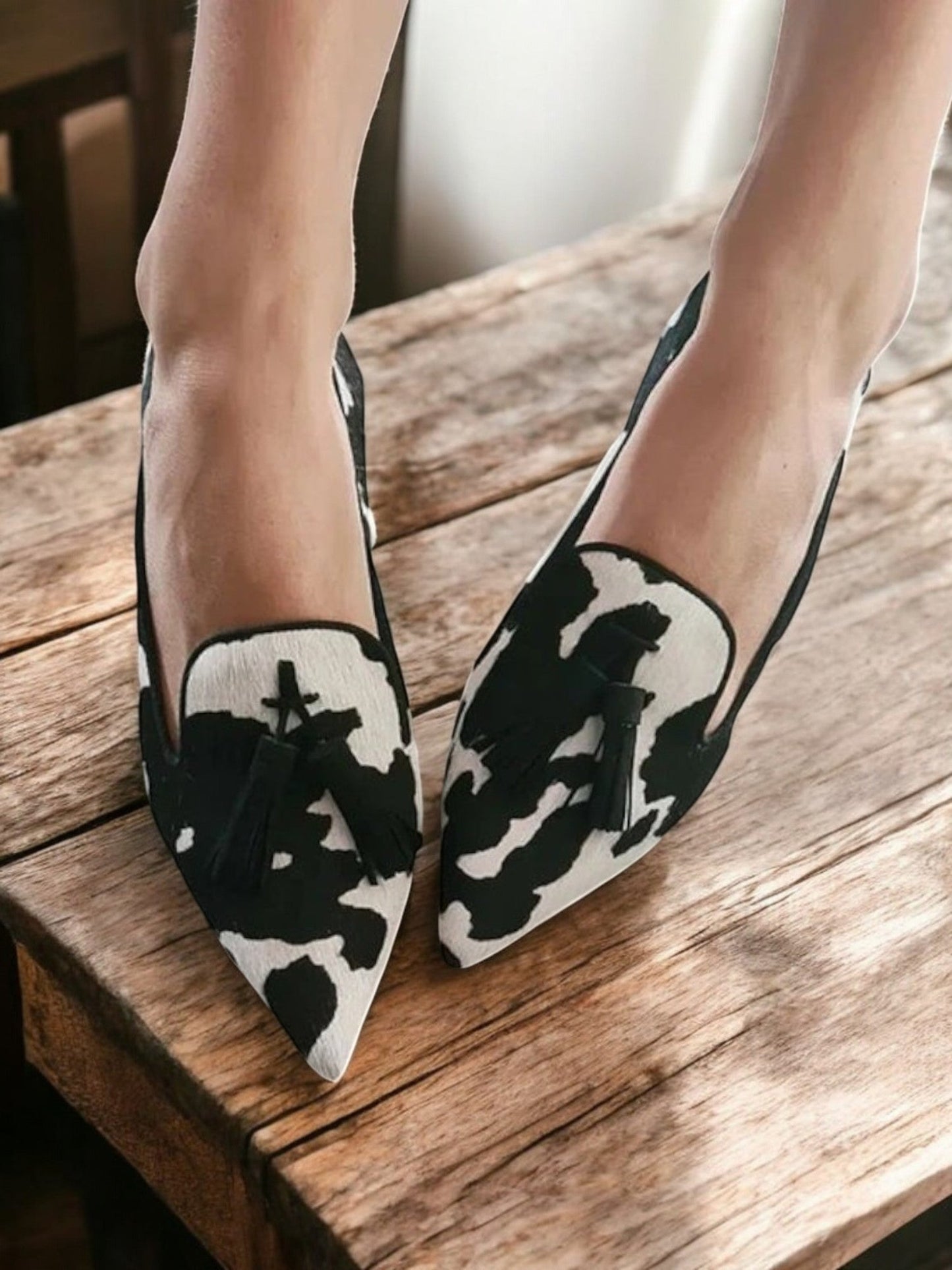 Maud - Trendy Instappers Dames met Dierenprint en Gekleurde Kwastjes