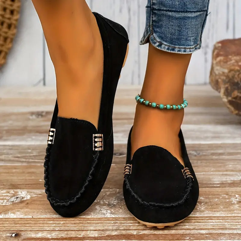 Maud - Zachte Comfort Loafers Dames met Goudkleurig Detail en Lichte Zool