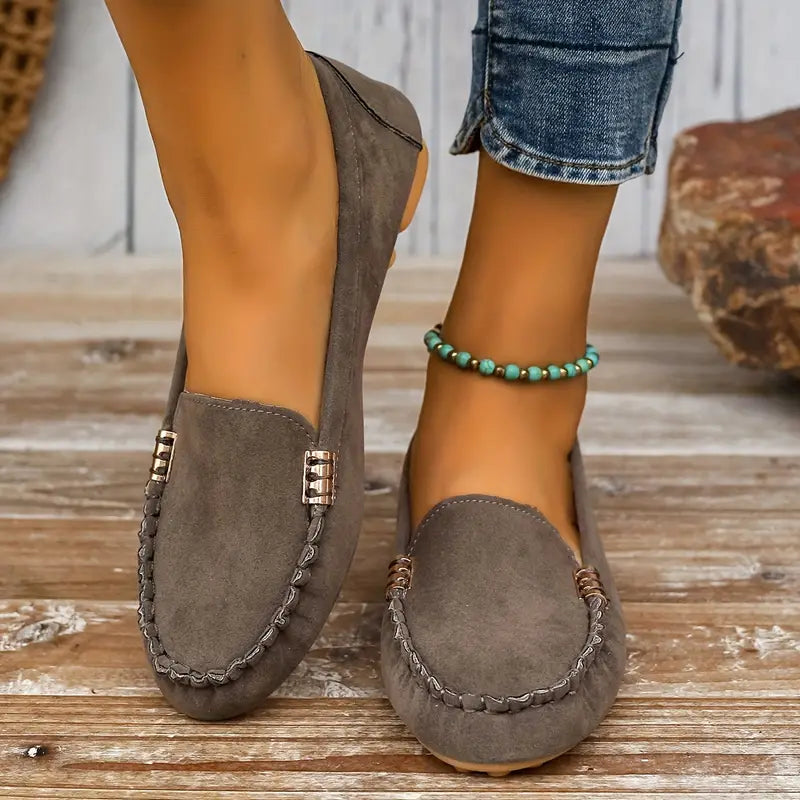 Maud - Zachte Comfort Loafers Dames met Goudkleurig Detail en Lichte Zool