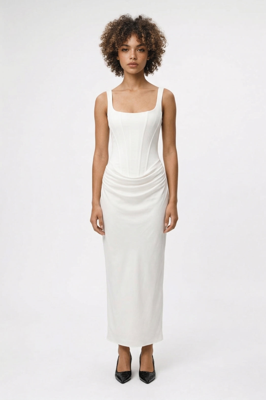 Maxi Jurk Dames - Strakke Pasvorm met Corset en Vierkante Hals | Chique