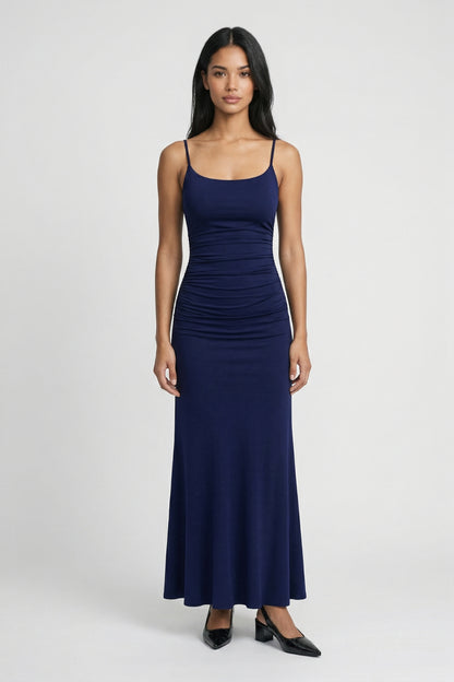 Maxi Jurk Dames - Spaghettibandjes met Gerimpelde Taille | Elegant