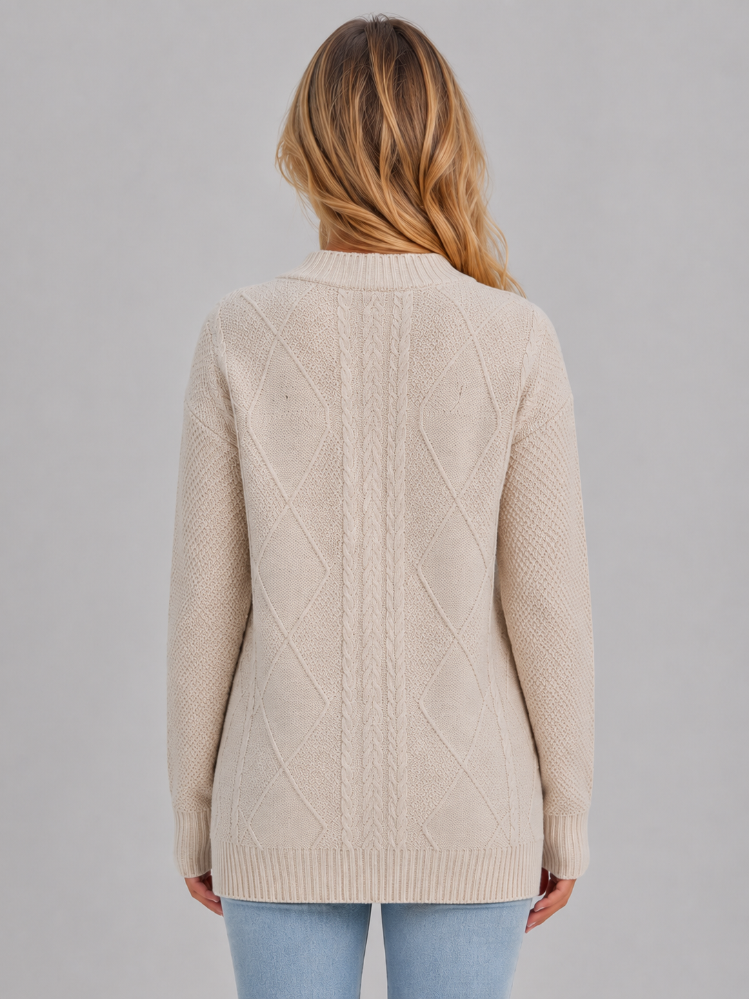 Merel - Dames Vest Kabelgebreid met Knoopsluiting en Diepe V-hals
