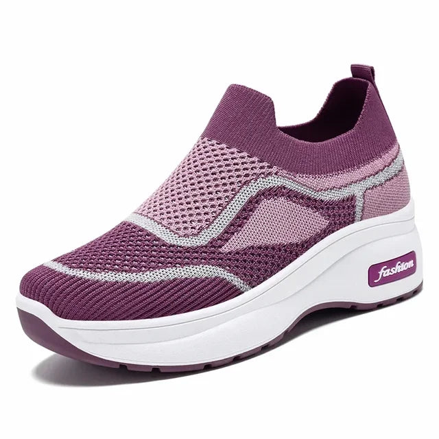 Sneakers Dames - Platform Sock Instapper met Contrastbies