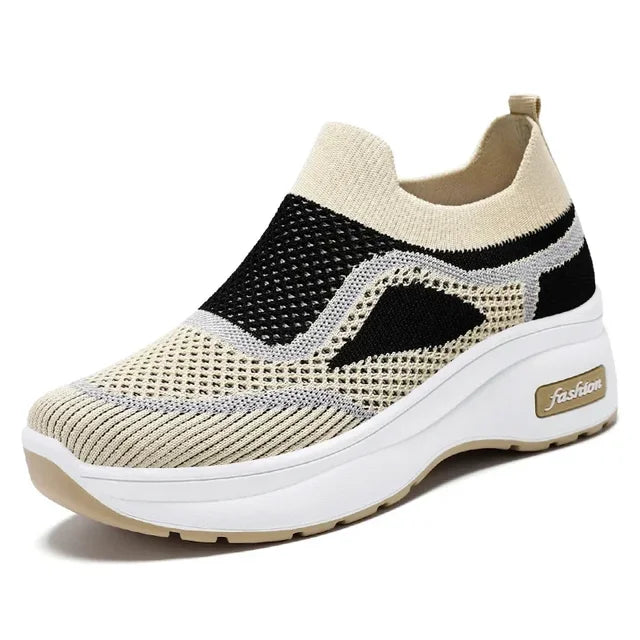 Sneakers Dames - Platform Sock Instapper met Contrastbies