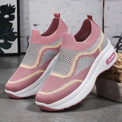 Sneakers Dames - Platform Sock Instapper met Contrastbies