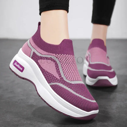 Sneakers Dames - Platform Sock Instapper met Contrastbies