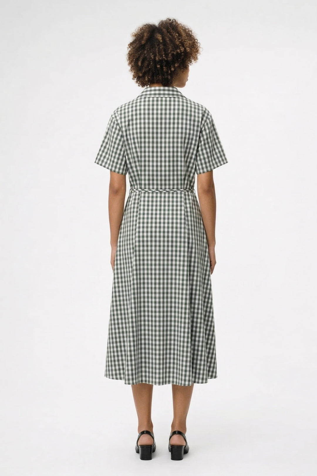 Midi Jurk Dames - Geruit Overhemd Strikceintuur en Revers | Zomer