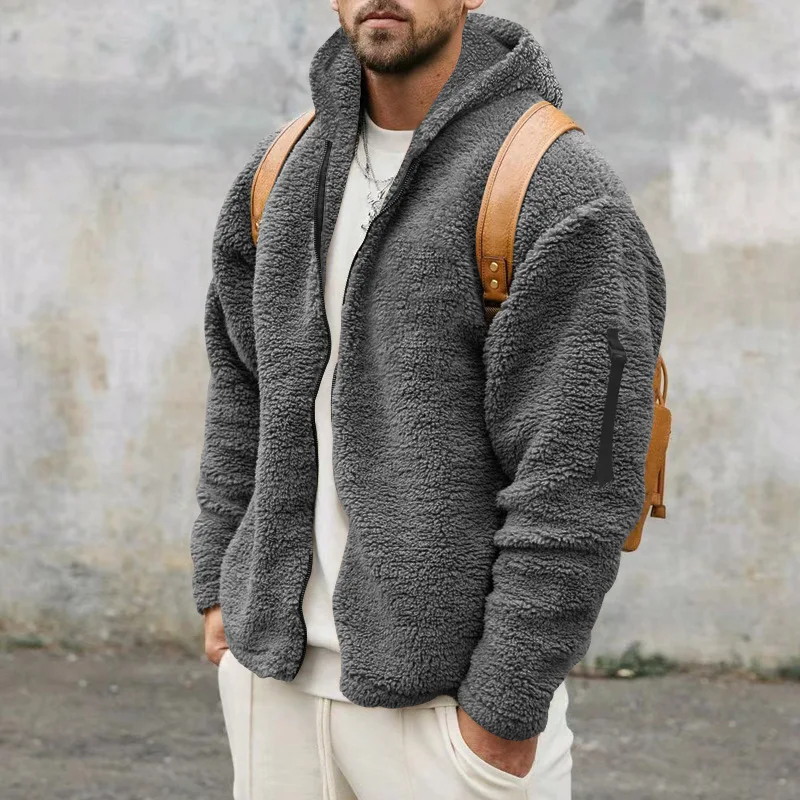 Niels - Heren Teddy Fleece Jas Oversized met Capuchon en Ritssluiting