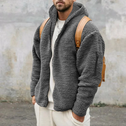 Niels - Heren Teddy Fleece Jas Oversized met Capuchon en Ritssluiting