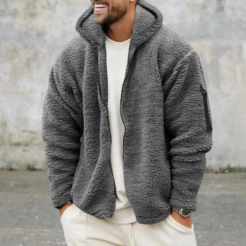 Niels - Heren Teddy Fleece Jas Oversized met Capuchon en Ritssluiting