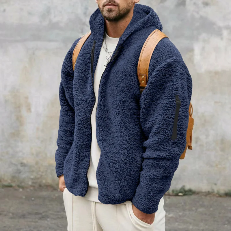Niels - Heren Teddy Fleece Jas Oversized met Capuchon en Ritssluiting