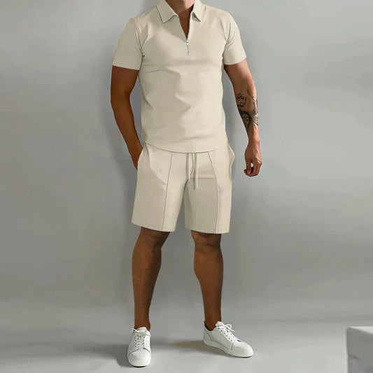 Niels - Stijlvolle Heren Zomerset met Ritskraag en Geplooide Short