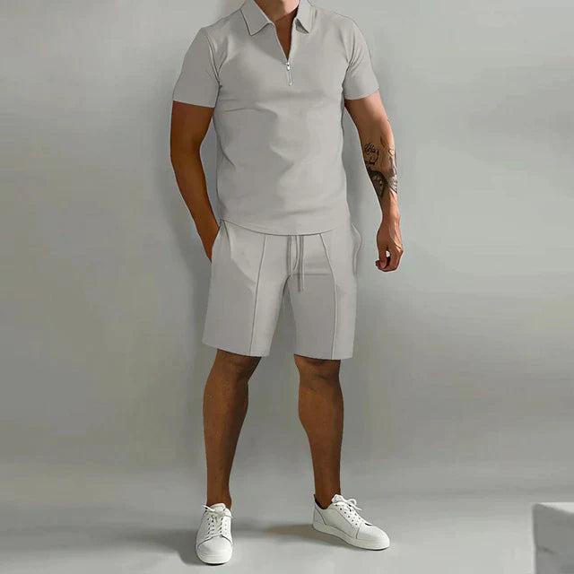 Niels - Stijlvolle Heren Zomerset met Ritskraag en Geplooide Short