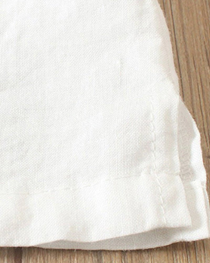 Noor - Boho Linnen Top Dames met Knopendetail en Ronde Hals