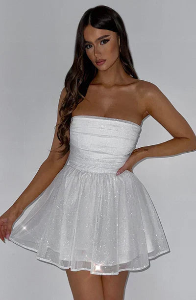 Noor - Chique Bruiloft Gastenjurk Dames met Strapless Hals en Uitwaaierende Rok