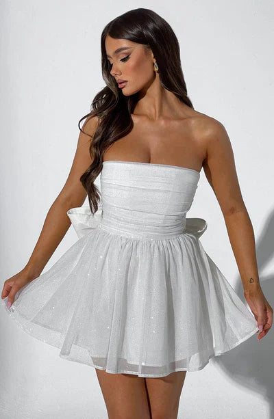 Noor - Chique Bruiloft Gastenjurk Dames met Strapless Hals en Uitwaaierende Rok