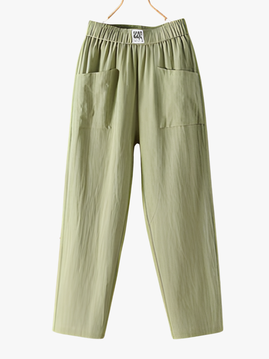 Noor - Comfortabele Linnen Broek Dames met Elastische Taille en Grote Zakken