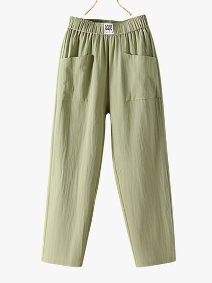Noor - Comfortabele Linnen Broek Dames met Elastische Taille en Grote Zakken