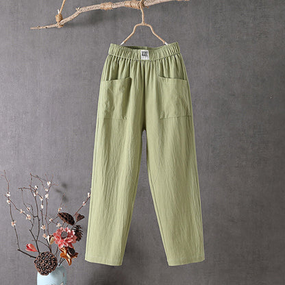 Noor - Comfortabele Linnen Broek Dames met Elastische Taille en Grote Zakken
