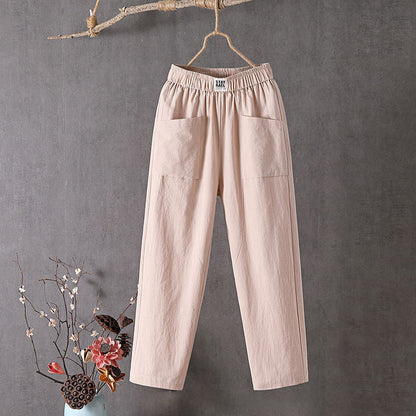 Noor - Comfortabele Linnen Broek Dames met Elastische Taille en Grote Zakken