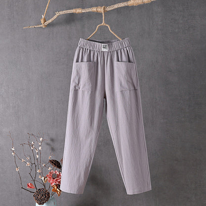 Noor - Comfortabele Linnen Broek Dames met Elastische Taille en Grote Zakken